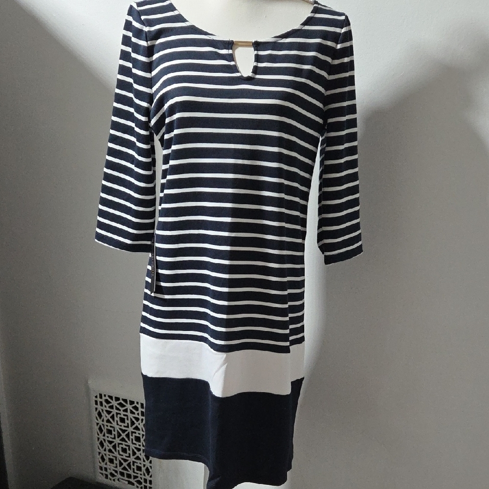 The Limited Navy and White Stripe Long Sleeve Dress Size Large